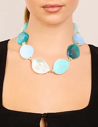 Grands colliers en acrylique en acrylique bleus