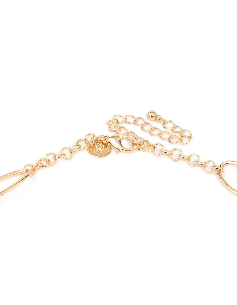 Gold Brown & Dark Blue Beaded Fringe Long Necklace