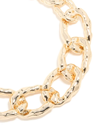 Gold Textured Chunky Chain Link Necklace