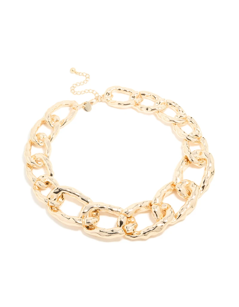 Collier en chaînes épaisses à texture dorée