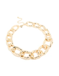 Collier en chaînes épaisses à texture dorée