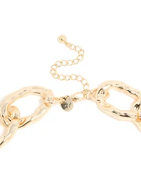 Gold Textured Chunky Chain Link Necklace