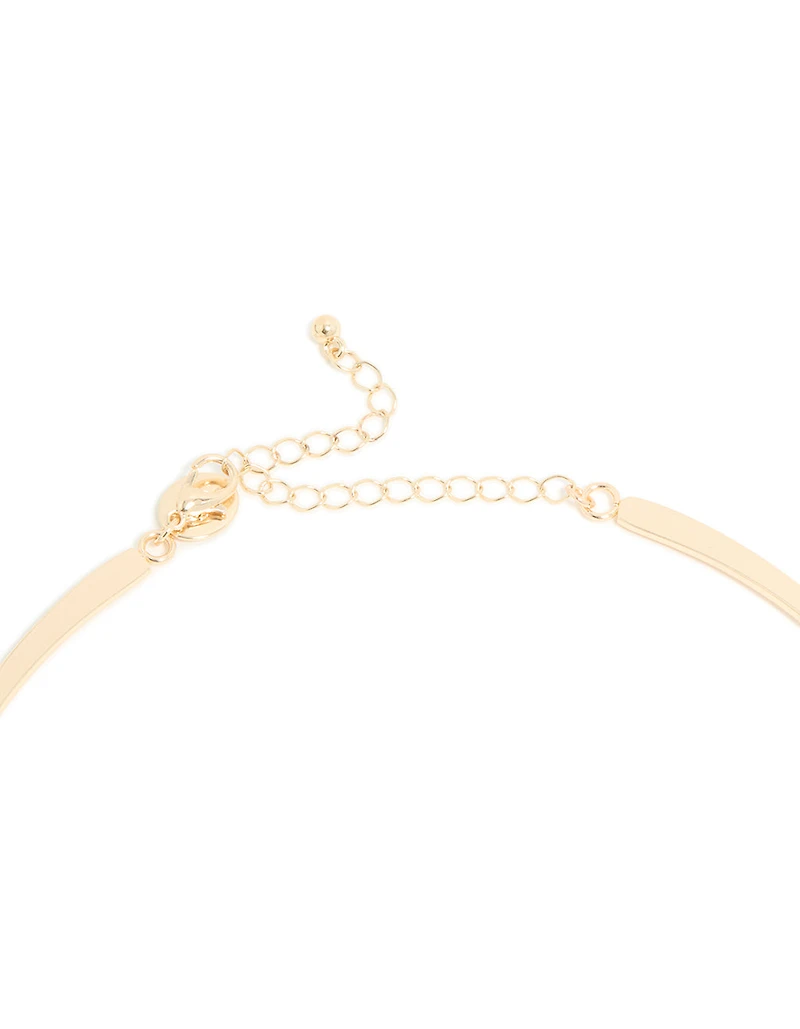 Gold Dark Blue Speckled Resin Large Pendant Choker Torque Necklace