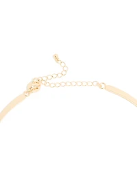 Gold Dark Blue Speckled Resin Large Pendant Choker Torque Necklace