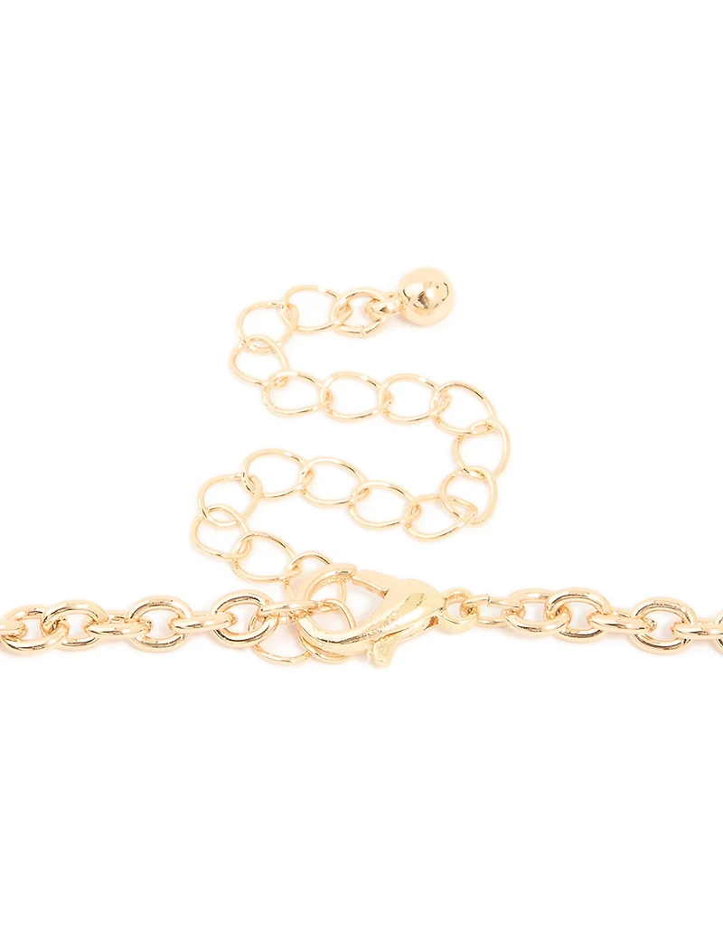 Gold Light & Dark Blue Acrylic Beaded Layered Chain Necklace