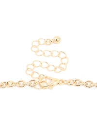 Gold Light & Dark Blue Acrylic Beaded Layered Chain Necklace