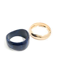 Dark Acrylic & Gold Bangles 2-Pack