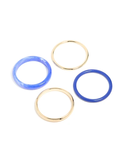Gold & Dark Blue Bangles 4-Pack