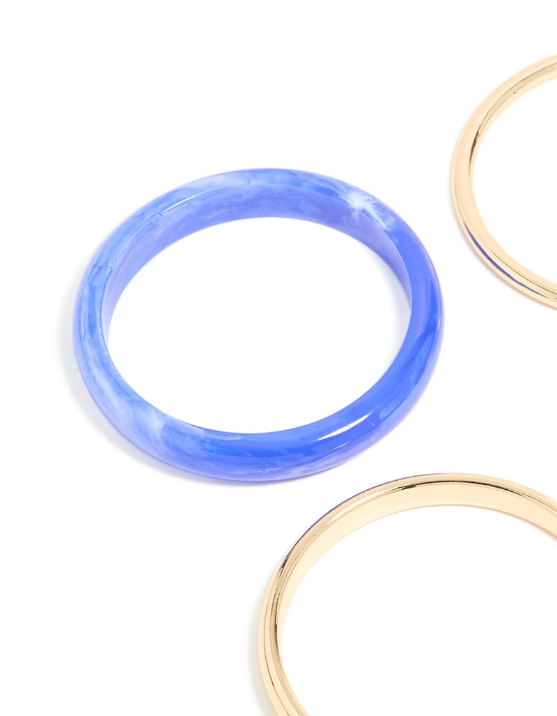 Gold & Dark Blue Bangles 4-Pack