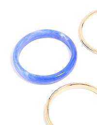 Gold & Dark Blue Bangles 4-Pack