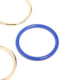 Gold & Dark Blue Bangles 4-Pack