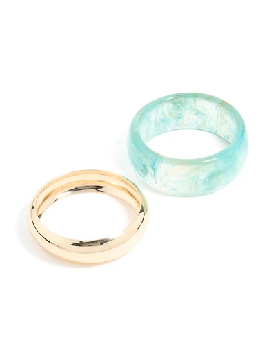 Light Blue Resin & Gold Bangles 2-Pack