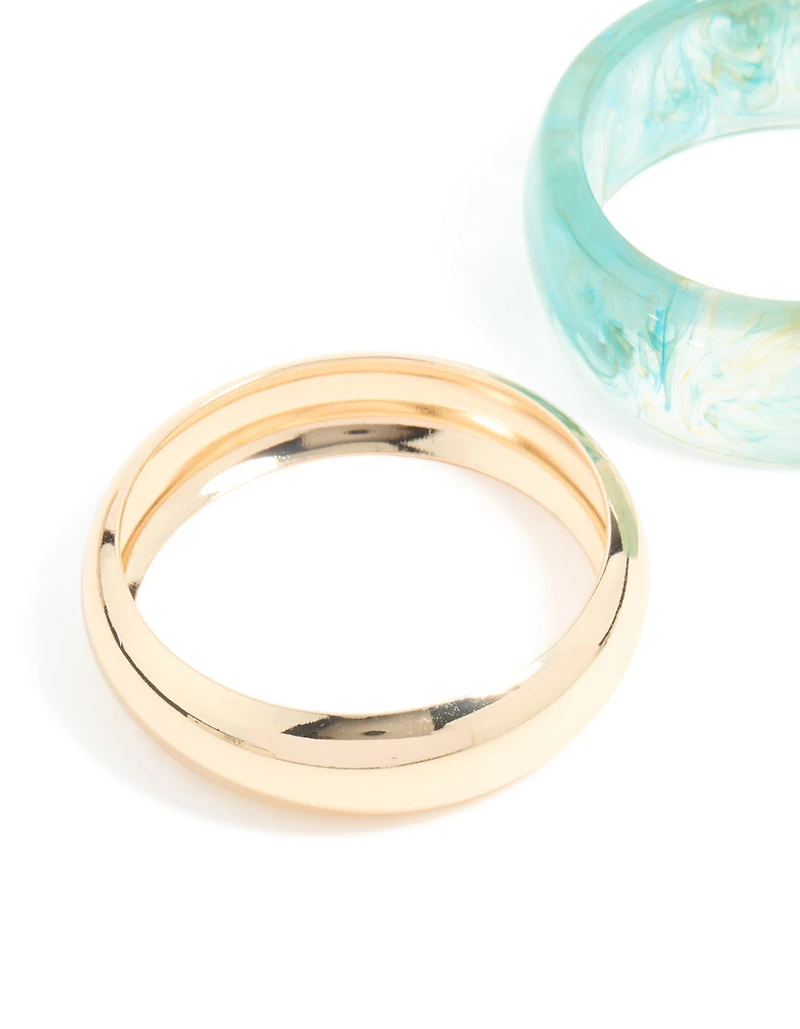 Light Blue Resin & Gold Bangles 2-Pack