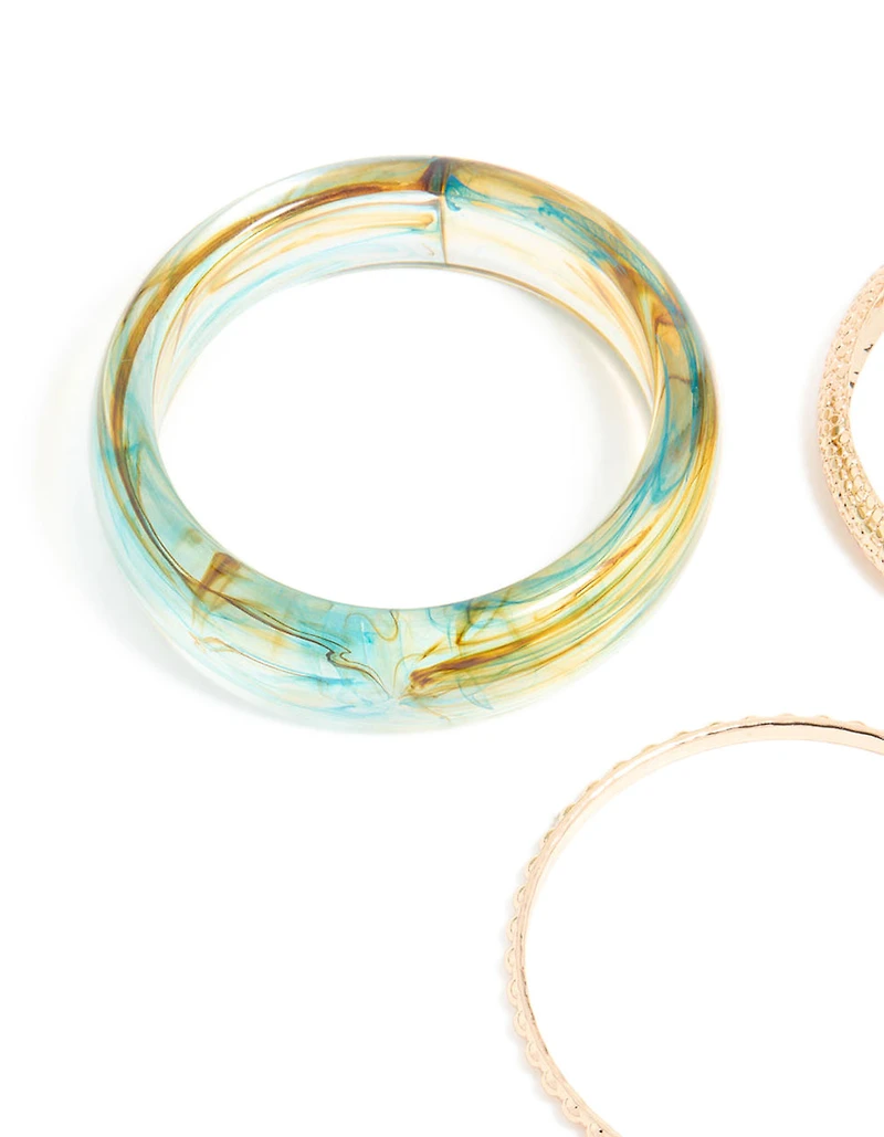 Pack de 3 bracelets en marbre doré et bleu clair