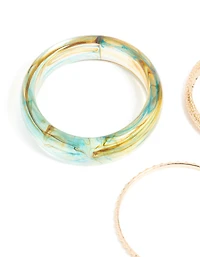 Pack de 3 bracelets en marbre doré et bleu clair