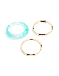 Gold & Blue Translucent Resin Bangles 3-Pack