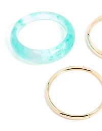 Gold & Blue Translucent Resin Bangles 3-Pack