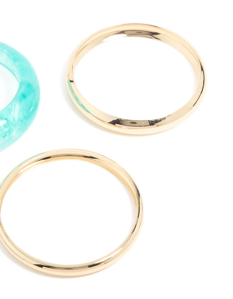 Gold & Blue Translucent Resin Bangles 3-Pack