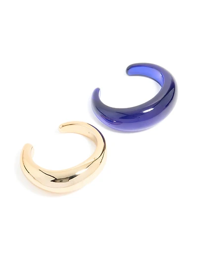 Gold & Dark Blue Acrylic Bubble Wrist Cuffs 2-Pack