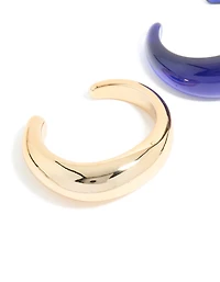 Gold & Dark Blue Acrylic Bubble Wrist Cuffs 2-Pack