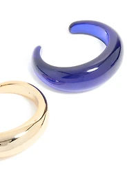 Gold & Dark Blue Acrylic Bubble Wrist Cuffs 2-Pack