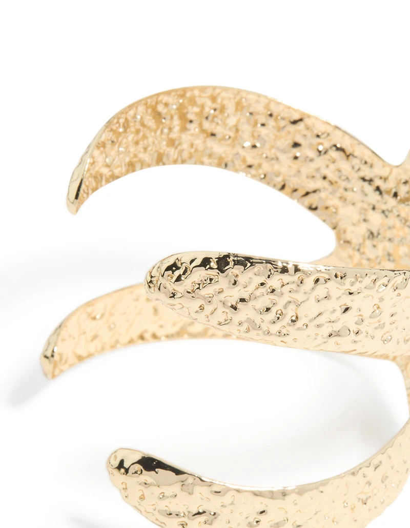 Gold Hammered Starfish Wrap Wrist Cuff