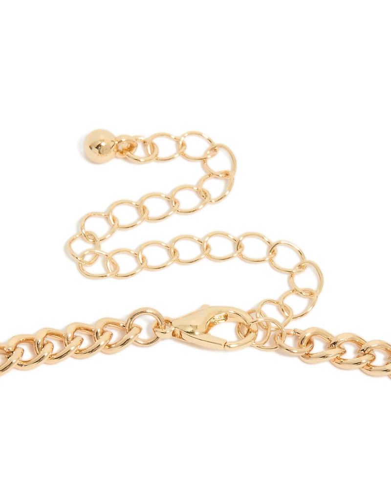 Collier pendentif torque en pierre marbrée dorée brun