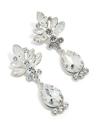 Boucles d’oreilles florales et à simple goutte en argent Diamante