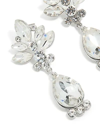 Boucles d’oreilles florales et à simple goutte en argent Diamante