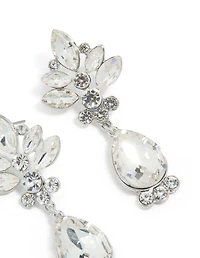 Boucles d’oreilles florales et à simple goutte en argent Diamante