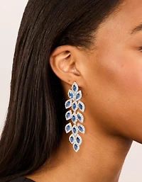Diamants argentés bleus Poires brillantes Pendent des boucles d’oreilles