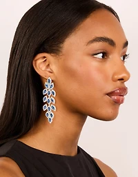 Diamants argentés bleus Poires brillantes Pendent des boucles d’oreilles