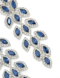 Diamants argentés bleus Poires brillantes Pendent des boucles d’oreilles
