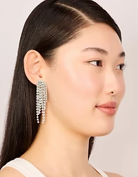 Silver Diamante Dazzle Tassel Drop Earrings