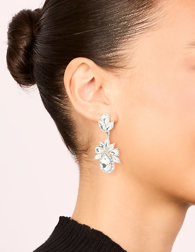 Boucles d’oreilles mini florales argentées Diamante