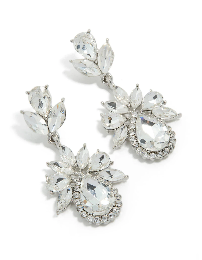 Boucles d’oreilles mini florales argentées Diamante
