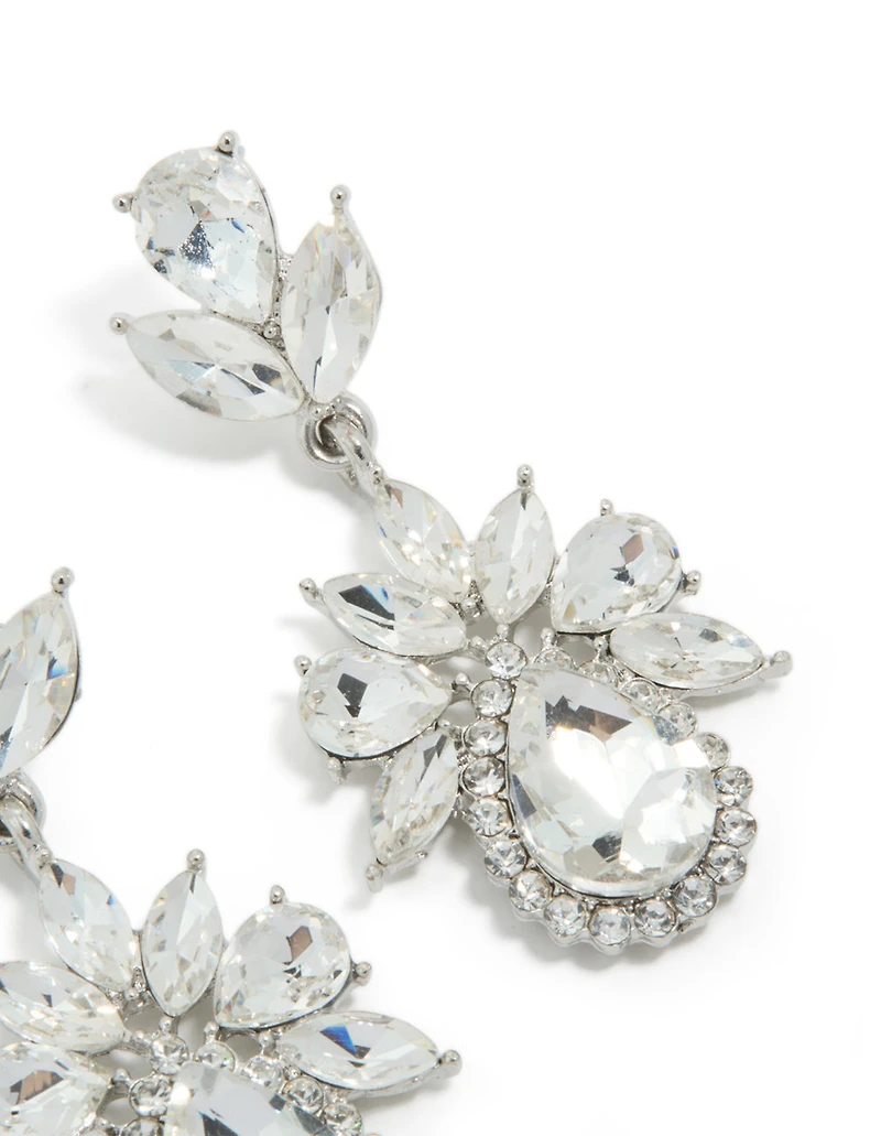 Boucles d’oreilles mini florales argentées Diamante