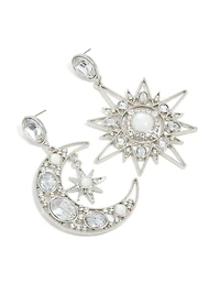 Silver Diamante Statement Star & Moon Earrings