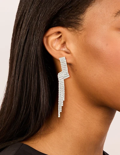 Boucles d’oreilles en zigzag brillantes en argent Diamante