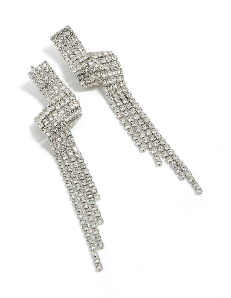Boucles d’oreilles en zigzag brillantes en argent Diamante