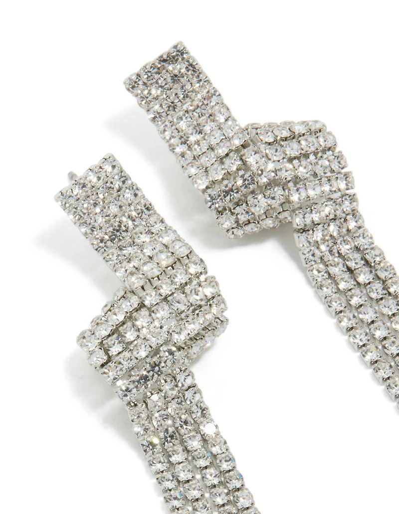 Boucles d’oreilles en zigzag brillantes en argent Diamante