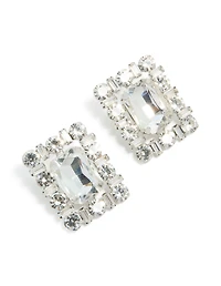Boucles d’oreilles en diamants en argent à carrés fantaisistes