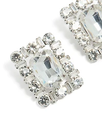 Boucles d’oreilles en diamants en argent à carrés fantaisistes