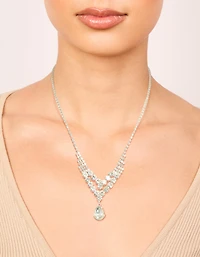 Collier en rangées fendues éblouissantes en argent, diamants