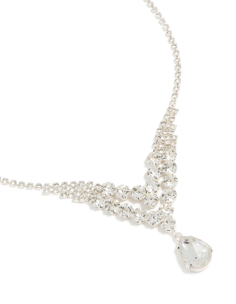 Collier en rangées fendues éblouissantes en argent, diamants