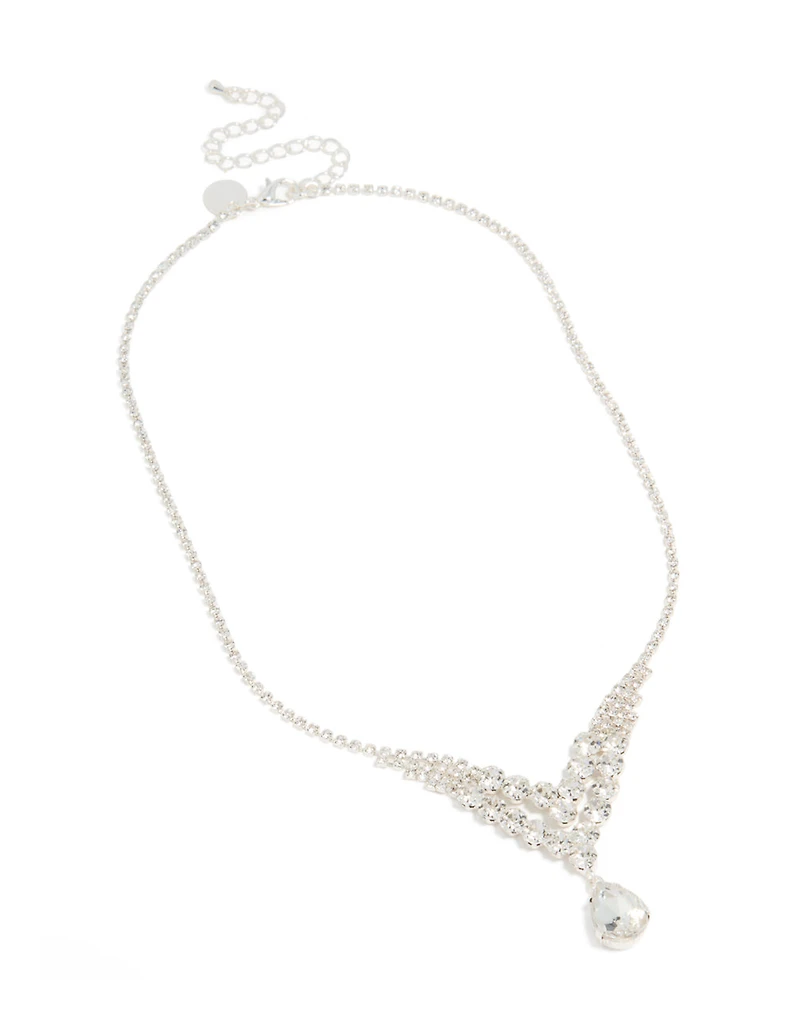 Collier en rangées fendues éblouissantes en argent, diamants