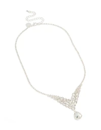 Collier en rangées fendues éblouissantes en argent, diamants