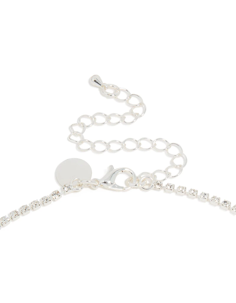 Collier en rangées fendues éblouissantes en argent, diamants