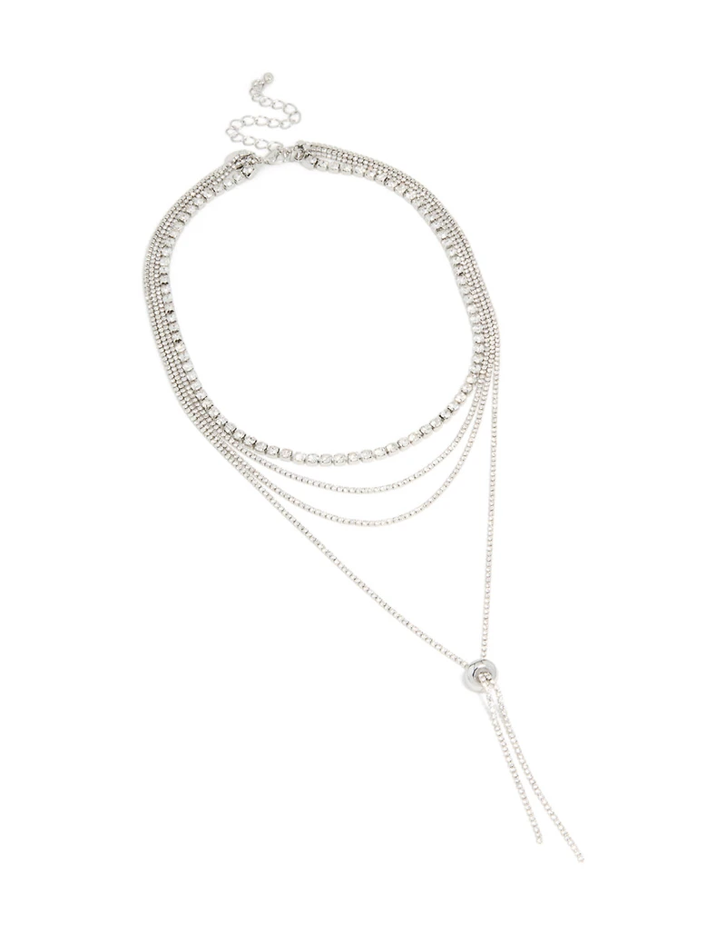 Tennis argenté Diamante & collier à bascule