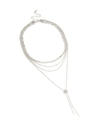 Tennis argenté Diamante & collier à bascule